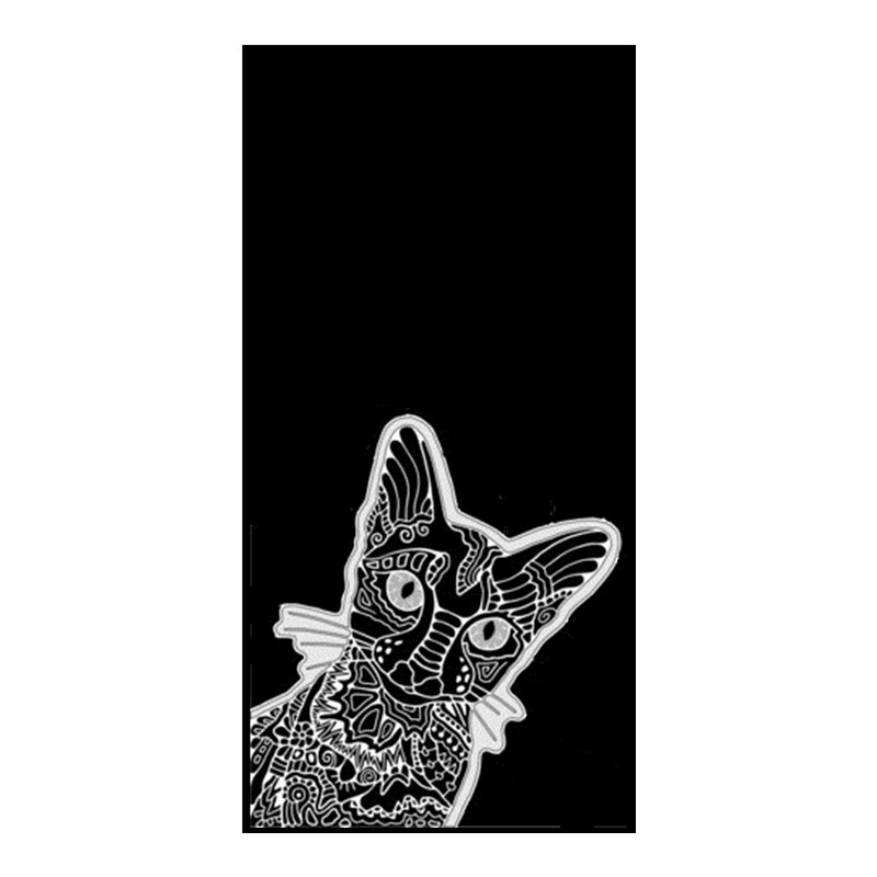 Serviette De Bain De Plage Noire Elegante Dessin A La Main Pour Chaton Tatouage Tribal Ethnique Chats Voyage Piscine Sport Sechage Rapide Aliexpress