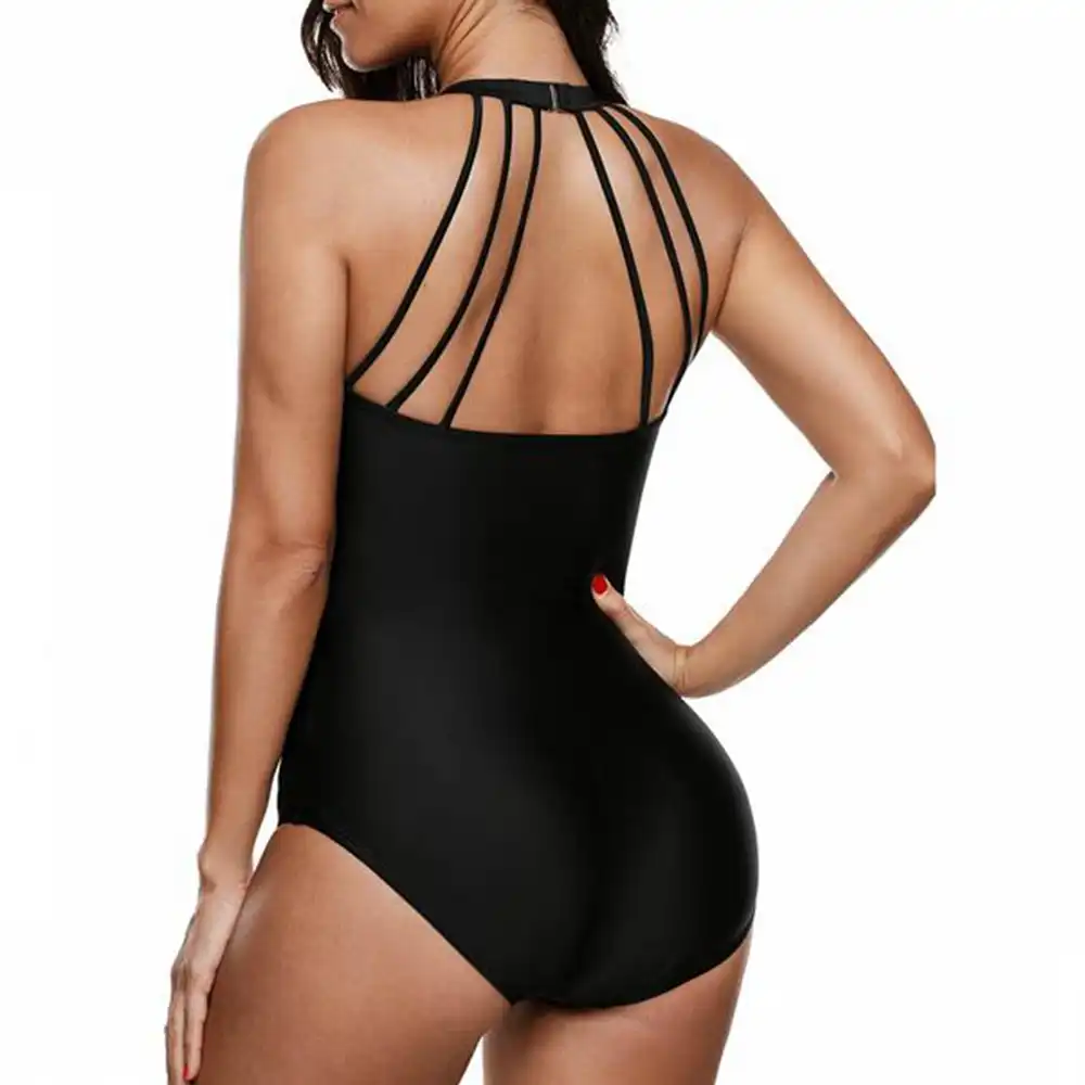 black mesh panel swimsuit