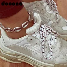 Docona, золотой, серебряный цвет, в виде ракушки, ножной браслет для женщин, девушек, металлическая пляжная оболочка, очаровательный ножной браслет, Boho Foot Jewelry Pulseras 6533