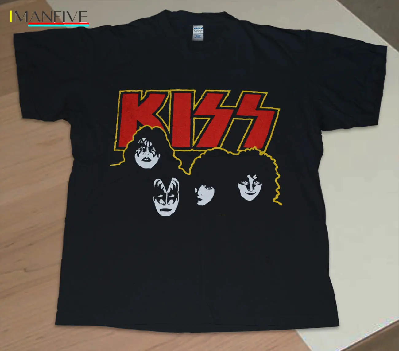 

Kiss T-Shirt Vintage 1980 Rare Rock Band Concert tee 80's reprint shirt 2019 Fashion Short Sleeve Black T Shirt