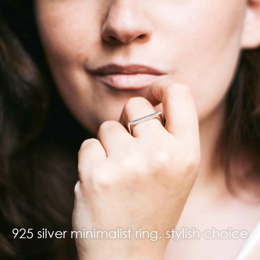 e-Manco 925 Sterling Silver Rings Silver Color Wedding Rings for Women Minimalist Jewelry Bague Femme Anillos Mujer