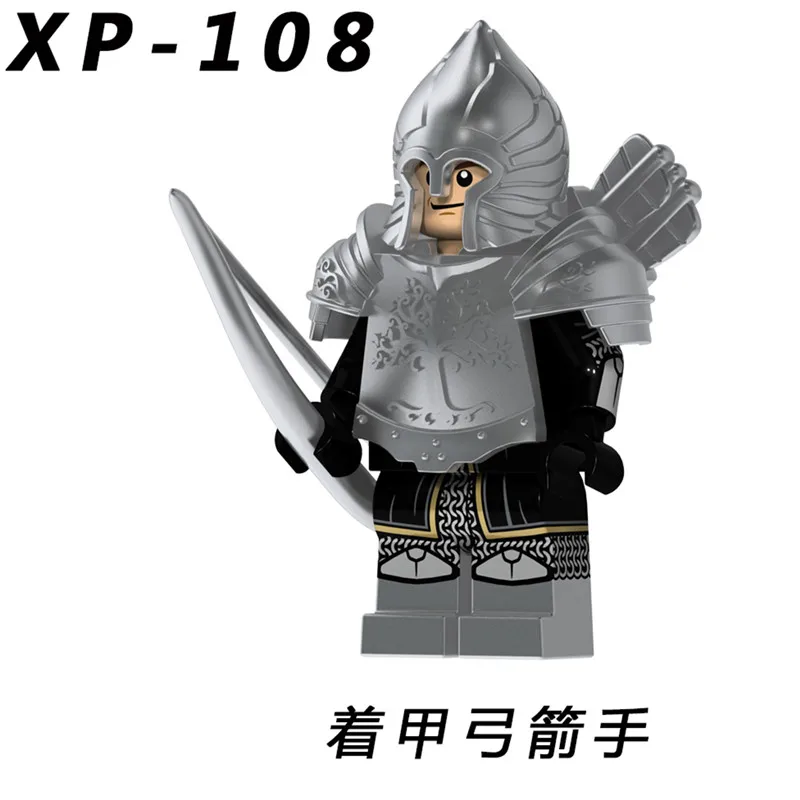 

100PCS XP108 Lord of the Rings Action Figure Soldier of Gondor Knight Spear Sword Building Blocks Bricks Toys