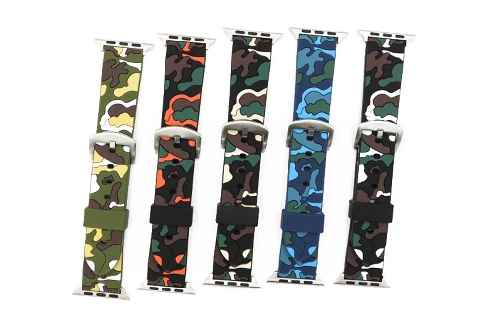 URVOI sport band for apple watch series 1 2 strap for iWatch CAMO colors Soft Silicone Replacement camouflage band with adapters41
