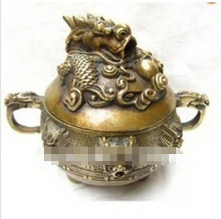 

B0602 326Tibet has cut the bronze censer 9Dragons statue