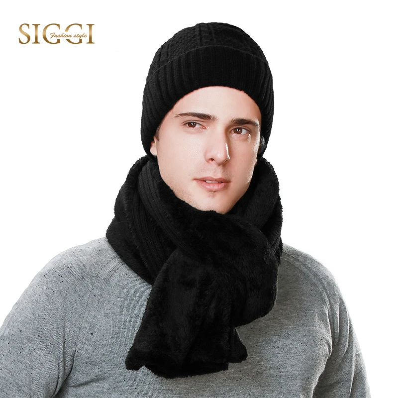 FANCET Men Winter Warm Skullies Beanies Solid Warm Brim Fleece Wool