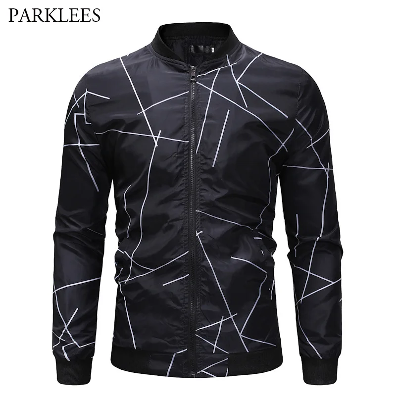 Geometric Lines Printed Men's Jackets Autumn Fashion Coats Men ...