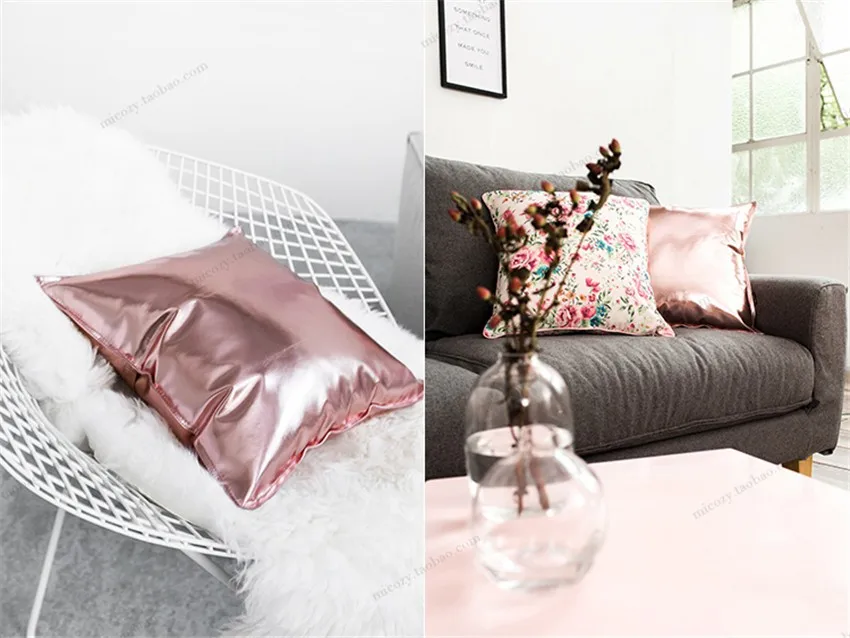 Высококачественный глянцевый мягкий металлический чехол для подушек из искусственной кожи, декор для комнаты, винтажный роскошный Европейский кожзаменитель, домашний текстиль