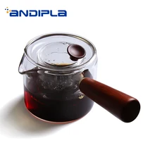 450 мл элегантный стильный термостойкий прозрачный стеклянный чайник домашний вареный заварочный чайник ручной работы с деревянной ручкой кофейное молоко чайник