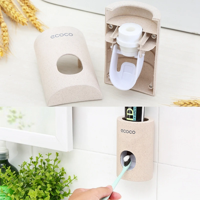 Automatic Toothpaste Dispenser Degradable Wheat Straw Stick-Up Type Bathroom Accessories Set Toothpaste Squeezers Tooth Automatic Toothpaste Dispenser Degradable Wheat Straw Stick-Up Type Bathroom Accessories Set Toothpaste Squeezers Tooth