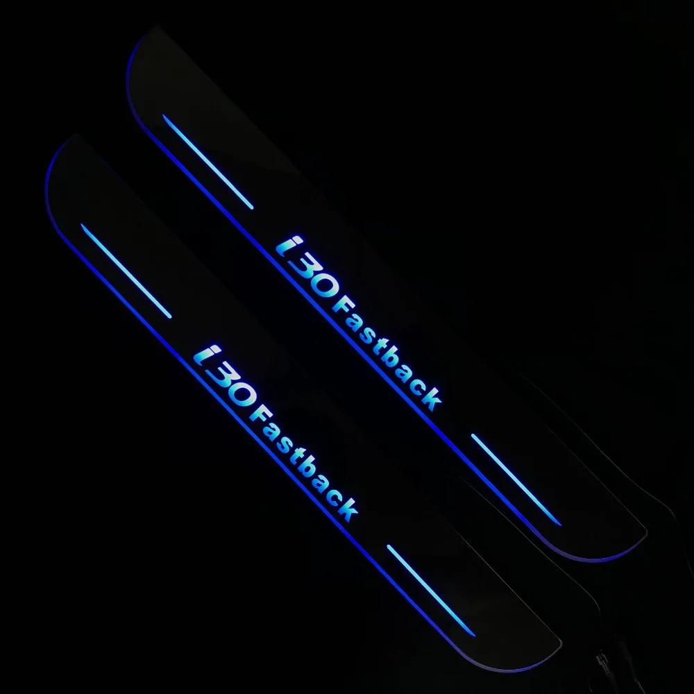 RQXR светодиодные движущиеся двери scuff для hyundai i30 динамические порога плиты плоские накладки наложения течет/еще светильник, 2 шт