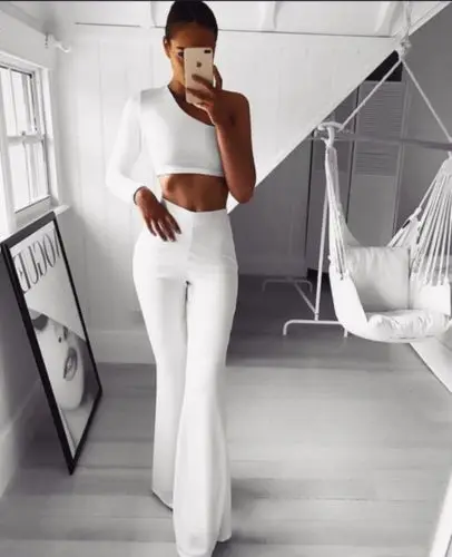 Hot Women Plain Palazzo Wide Leg High Waist Office Lady Skinny Solid Casual Flared Trousers Long Loose OL Work Pants