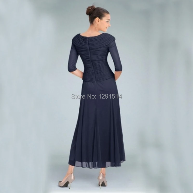 navy tea length mother of the bride dresses