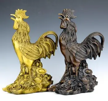 

21.8 cm Pure copper blessing cock Peony chicken ornaments