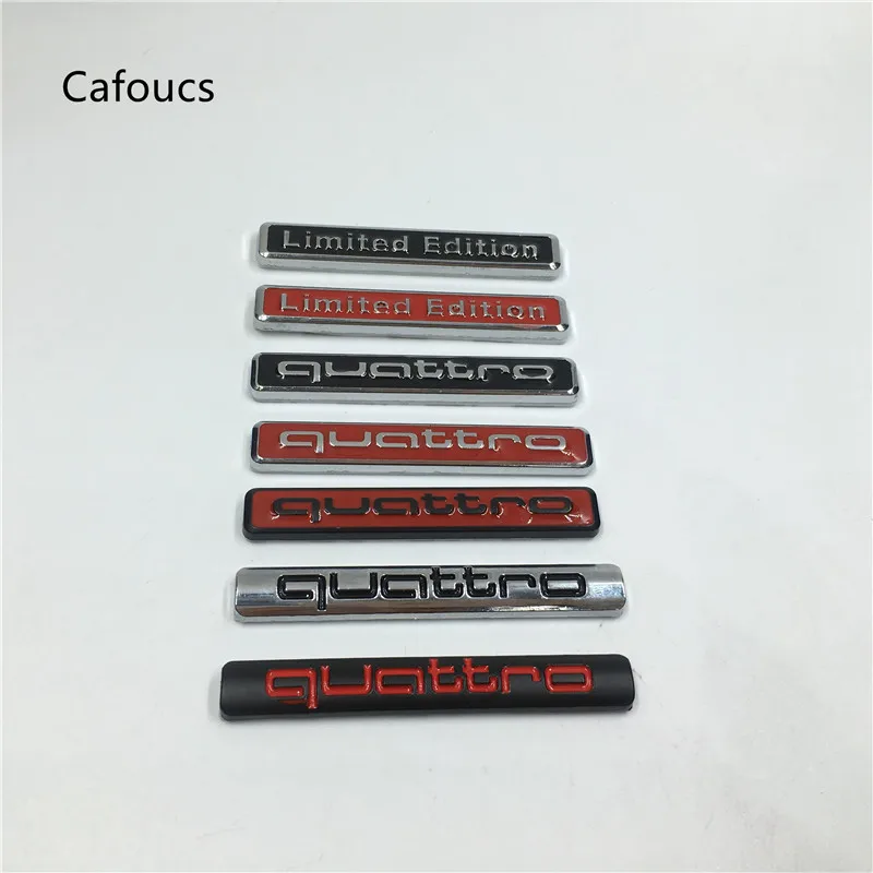

Cafoucs Car Styling 3d Metal QUATTRO Emblems Sticker for Audi A4 S4 RS4 A6 TT A3 A6 Q3 Q5 Q7 Rear Trunk Logo Badge Decal