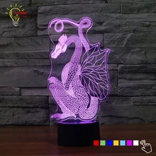 Сенсорный контроль цвет изменить ночник для детей Животное летающий дракон светодиодный осветительные игрушки 3D лампа спальня светильник фонарик лампа