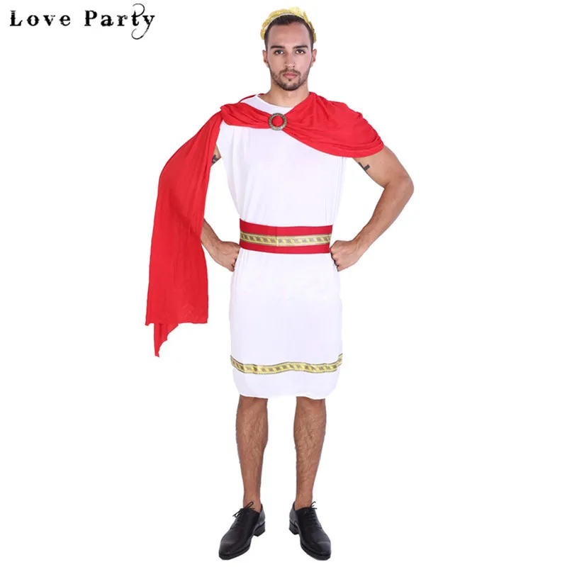 Men Cosplay Roman Prince Costume Adult Male Performance Red Shawl ...