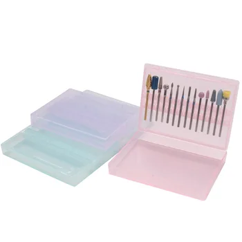 

5pcs Empty Acrylic Storage Box 14 Holes Nail Drill Bit File Case Manicure Mill Cutter Display Nail Art Drill Organizer Holder