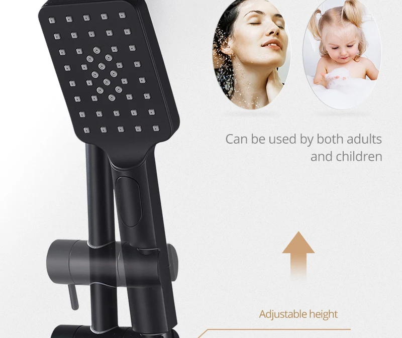 Rotating Water Led Shower Set 22 Waterfall Controller Black Shower System Massage Bath & Shower Faucets  (20)