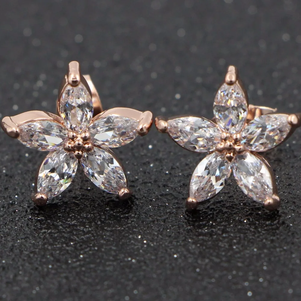 HeeZen Trendy Women Stud Earrings 2017 Fashion Girl Plated Rose Gold