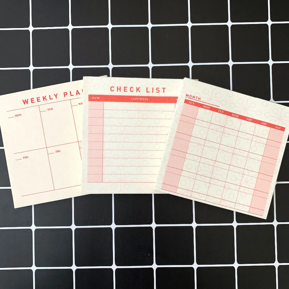

1X Simple Weekly Plan Monthly Plan Check List Memo Pads Sticky Notes Planner Paper Stickers Stationery School Office Supply