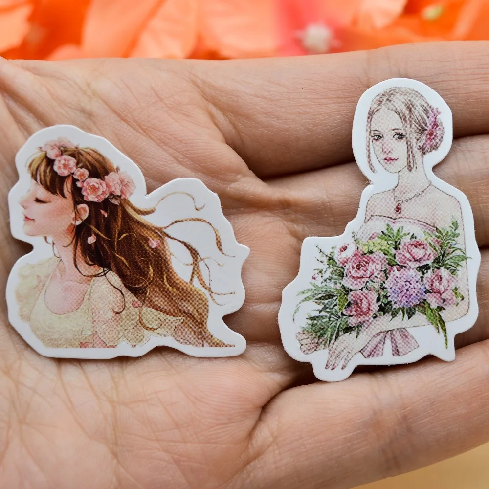 30 шт. Kawaii youthful pretty girls small sticker Self-made flower Blooming girl sticker s/flower paper sticker