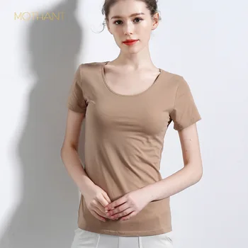 

Women summer new cotton women's T solid color bottoming shirt fashion home short sleeve soft breathable