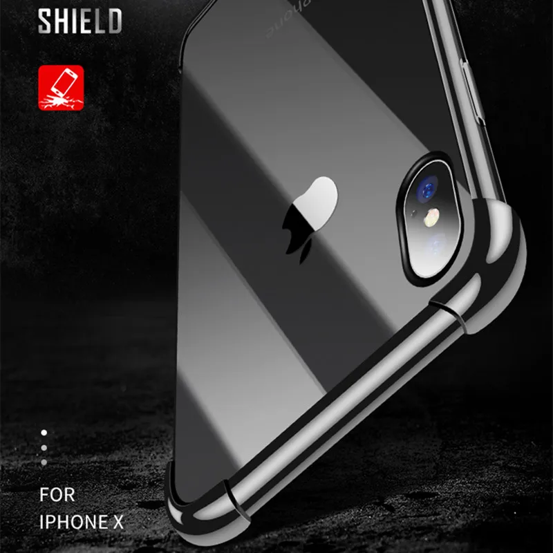 Shockproof 360 Degree Clear Protect Cover for iPhone x Case Soft TPU + Hard PC Plastic Cover For iPhone 6s 6 7 8 Plus xs xr Case