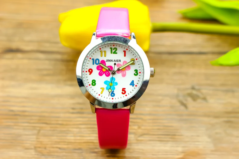Nazeyt модные детские светящиеся кварцевые часы для маленьких мальчиков и девочек, студенческие милые кожаные часы с цветком и циферблатом, Reloj de cuarzo - Цвет: rose