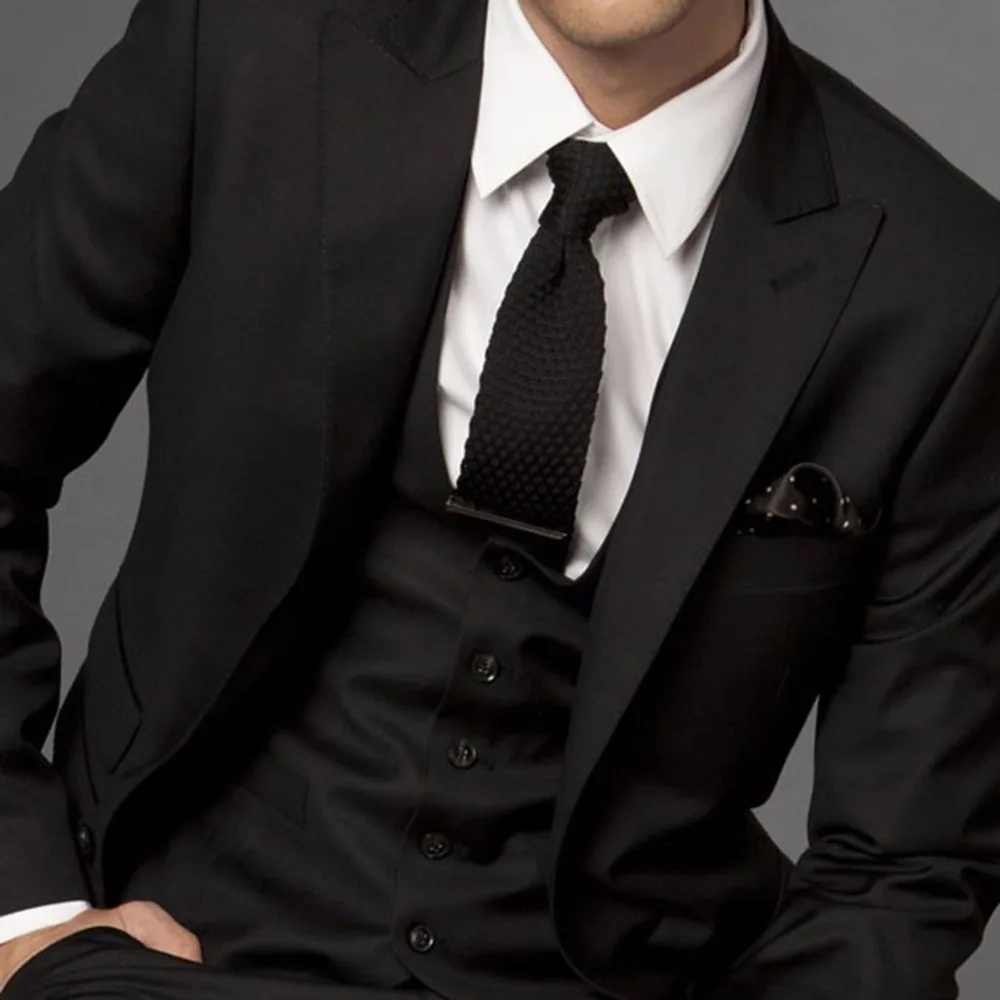 Tailor-Made Suits Costumes Sur-Mesure Black Wedding Suits For Men Groom Suit, Custom Made Wedding Tuxedos For Men,Bespoke Suit