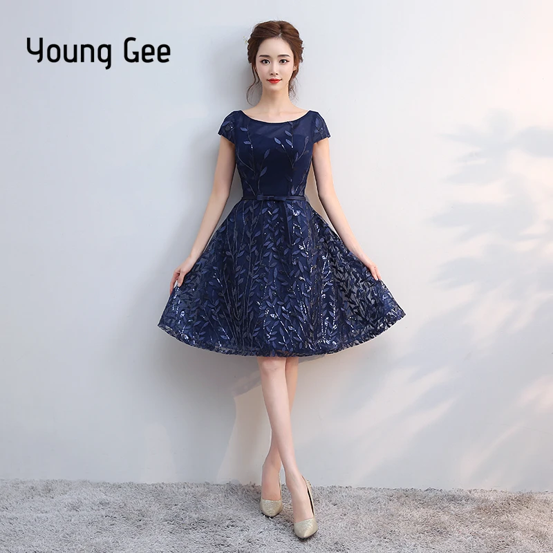 YoungGee Vestidos голубое платье знаменитостей кружевное с блестками и вышивкой