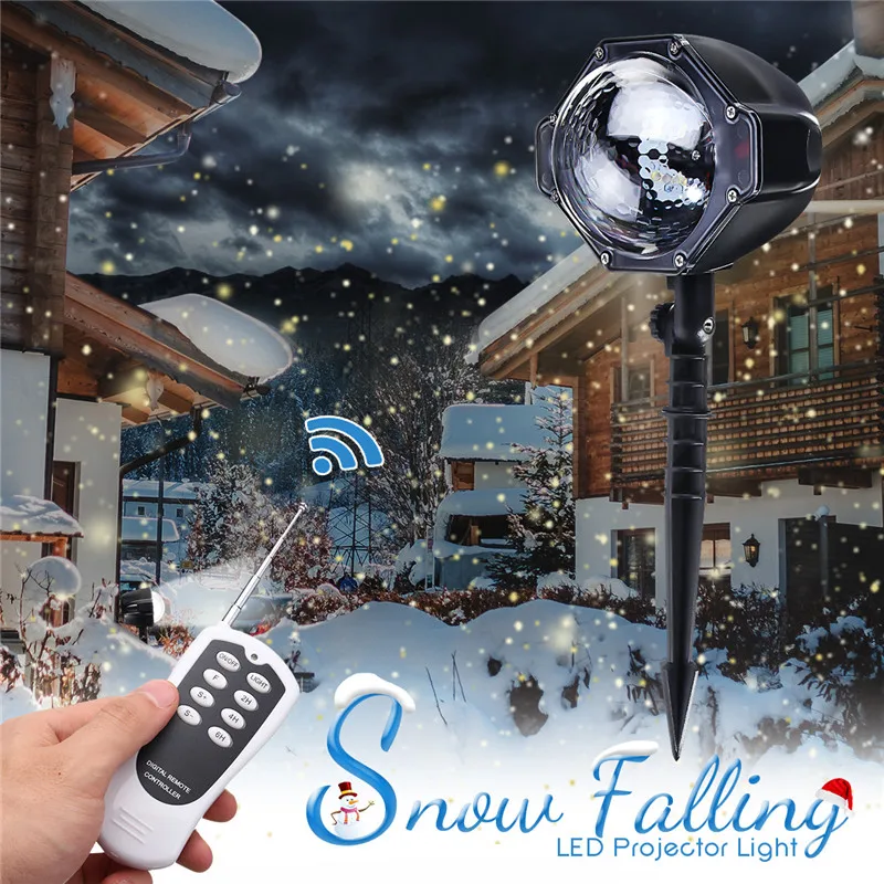 

LED Projector Light Snow Light Base + Grounding Plug + Remote Control + Power Line Set Landscape Motion Projection Snowfall