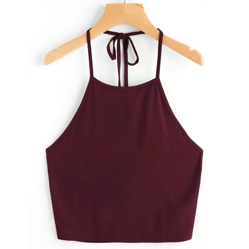 

Summer Halter Vest Tank Top Women Sleeveless Backless Sleeveless Crop Tops Female Shirt Tops Camis