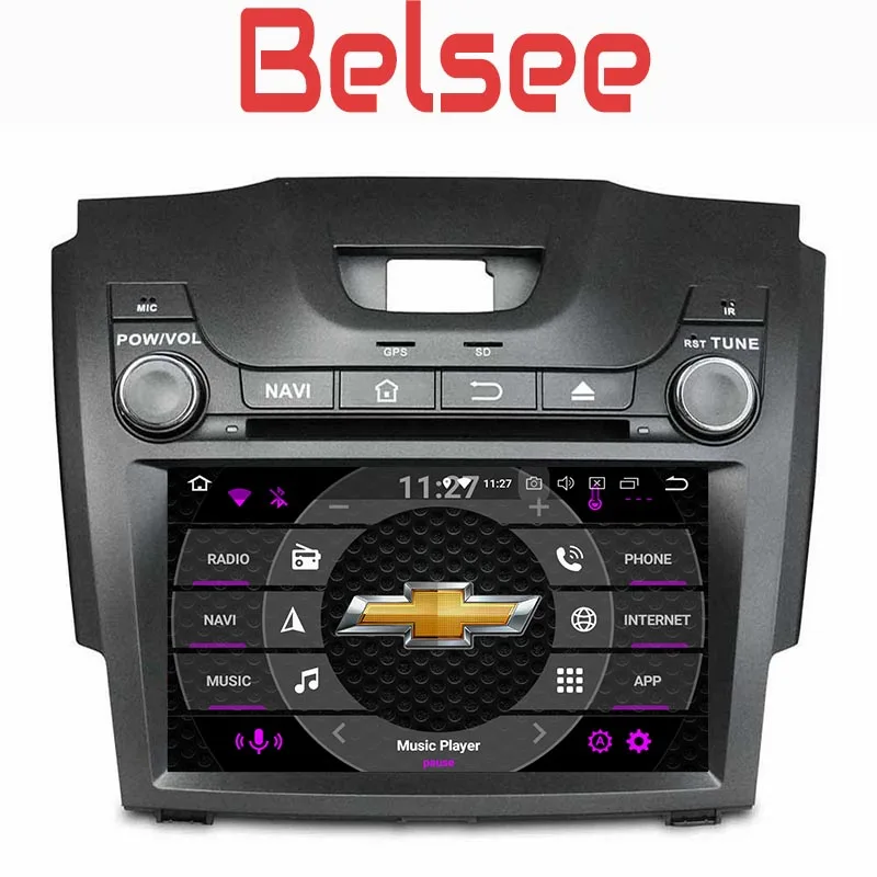 Belsee Android 8,0 стерео Автомагнитола головное устройство для Chevrolet Chevy TrailBlazer S10 Colorado Isuzu D-Max DMAX MU-X MUX 2012