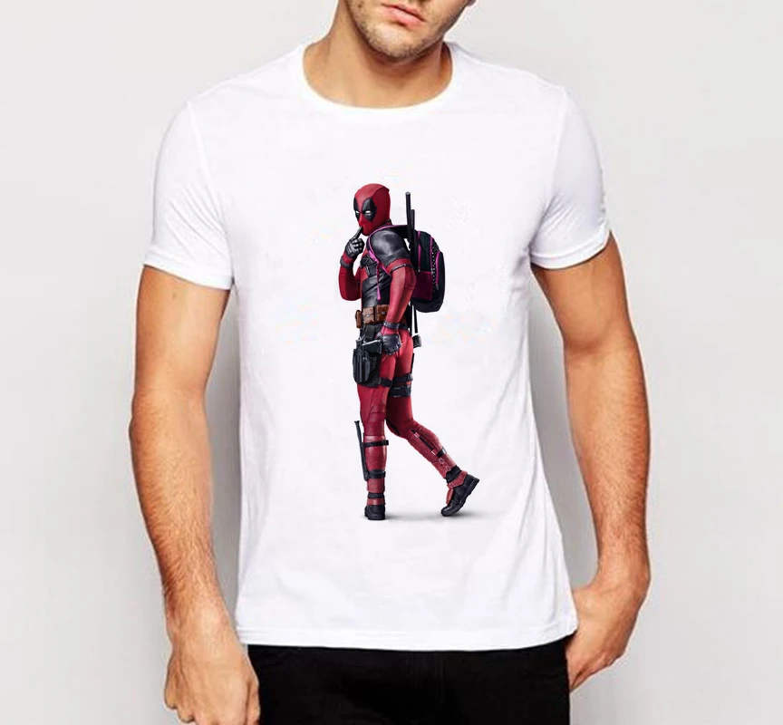 

T shirt homme 2019 Newest Cool Deadpool on the T-Shirt Design Men's Short Sleeve Tee Tops brand clothing MOE CERF W-144#