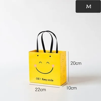 1 шт. Smile Tote смайлик бумажная сумка простая праздничная подарочная упаковка хозяйственная сумка подарок на день рождения сумка настраиваемая - Цвет: M