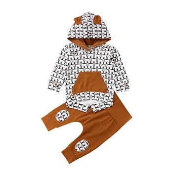 

Toddler Kids Baby Girls Boy Autumn Clothes Long Sleeve Animal Bear Print Hoodies+Pants 2Pcs Outfits Baby Boy Girl Clothing Sets
