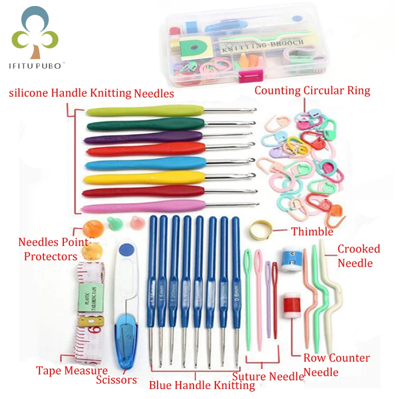 

53 in 1 Full Set DIY 16 sizes Crochet Hooks Needles Stitches Knitting Craft Case Crochet set Weaving Tools Sewing Tools ZXH