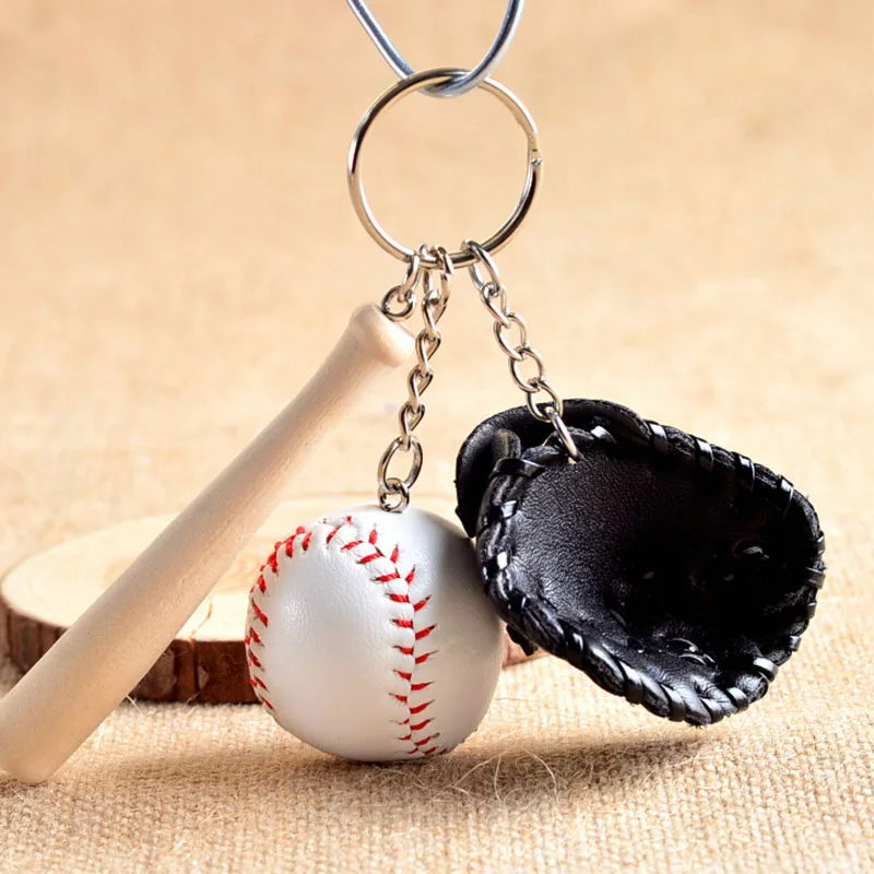 Baseball with Hat Key Chain Sporty Style Keychain on The Keys PU