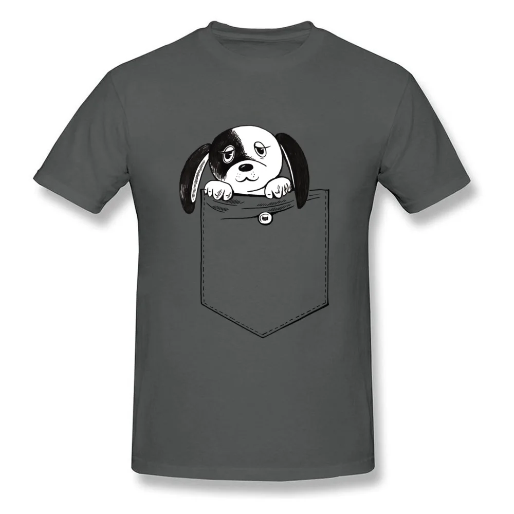 Family Men's T-Shirt O Neck Short Sleeve Pure Cotton Cute pocket puppy Tees Casual Tops Shirt Wholesale Cute pocket puppy carbon