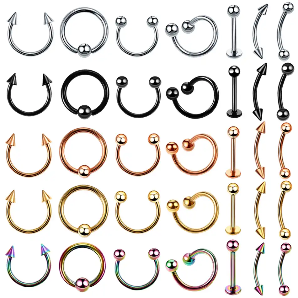 1 шт. G23 Титан Нос губ уха хряща козелок пирсинг бровей Подкова кольца пирсинг Пленница бисера кольцо сексуальные ювелирные изделия пирсинг