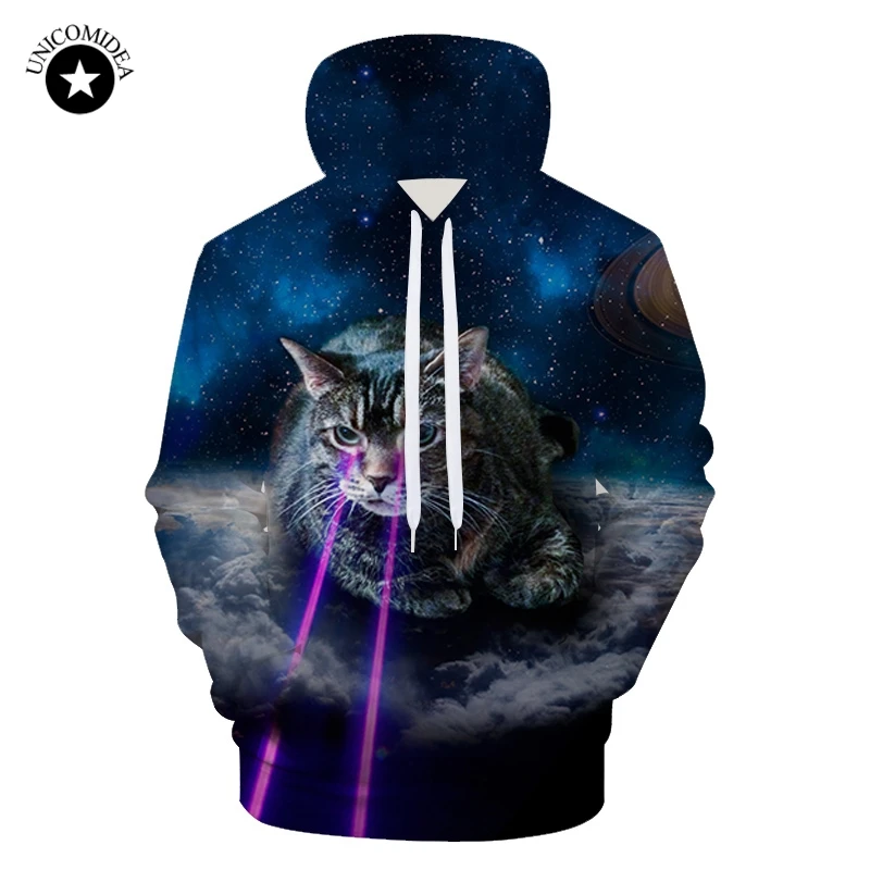 Galaxy Cat Hoodies Men Women Sweatshirts Unisex 3D Pritned Pullover