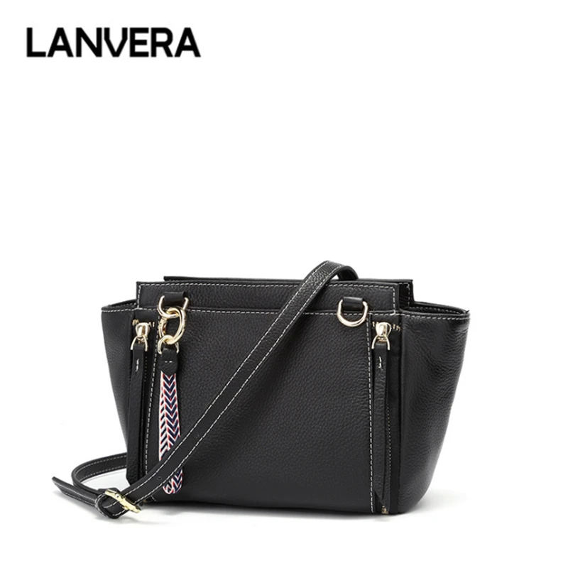 

LANVERA brand genuine leather women solid trapeze handbag high quality ladies evening clutch messenger crossbody shoulder bags