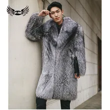 BFFUR Real Fur Coat Men Warm Collar Silver Fox Fur Jacket Men's Leather Jackets Genuine Leather Coat Men Real Fox Fur Coat retro nobility shawl jacket fox fur collar sheepskin fur luxurious women s fur coat sheepskin coat fur coats real leather coat