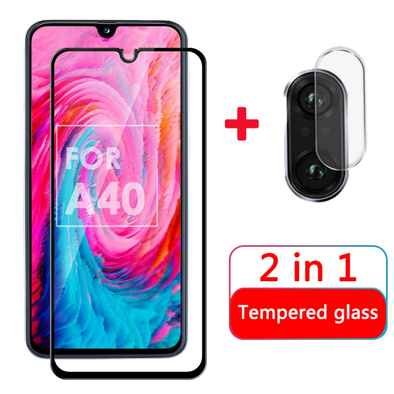 

2 in 1 Tempered Glass For Samsung A40 A30 Glass Screen Protector lens Protective For Samsung A40 A30 A 40 30 A305 405 SamsungA40