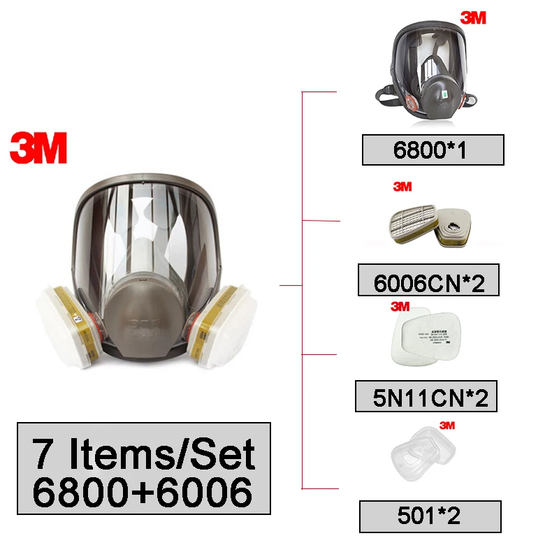 3 м 6800+ 6006 Полнолицевая маска многоразовые респиратор фильтр защиты маски Анти-Мульти кислых газов и органических паров R82404