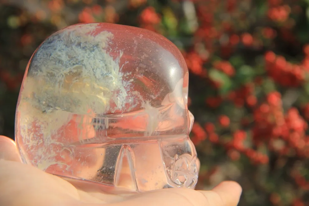 

469g red SMELT QUARTZ CRYSTAL skull HEALING