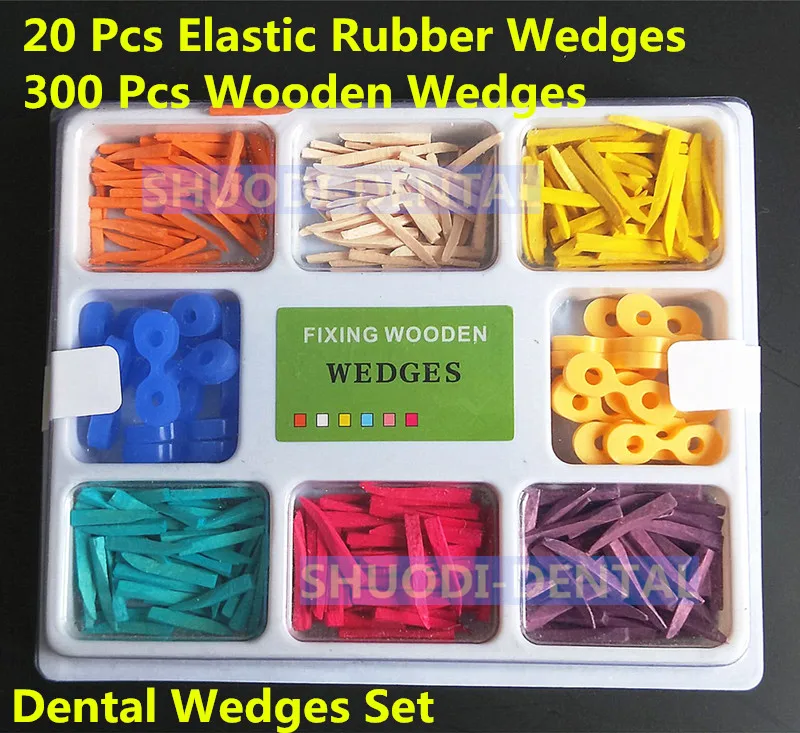 1 Набор, стоматологический клиновидный набор(300 шт., межзубная фиксация, деревянный клин и 20 шт., эластичный резиновый Клин), стоматологический клиновидный матричный отбеливающий