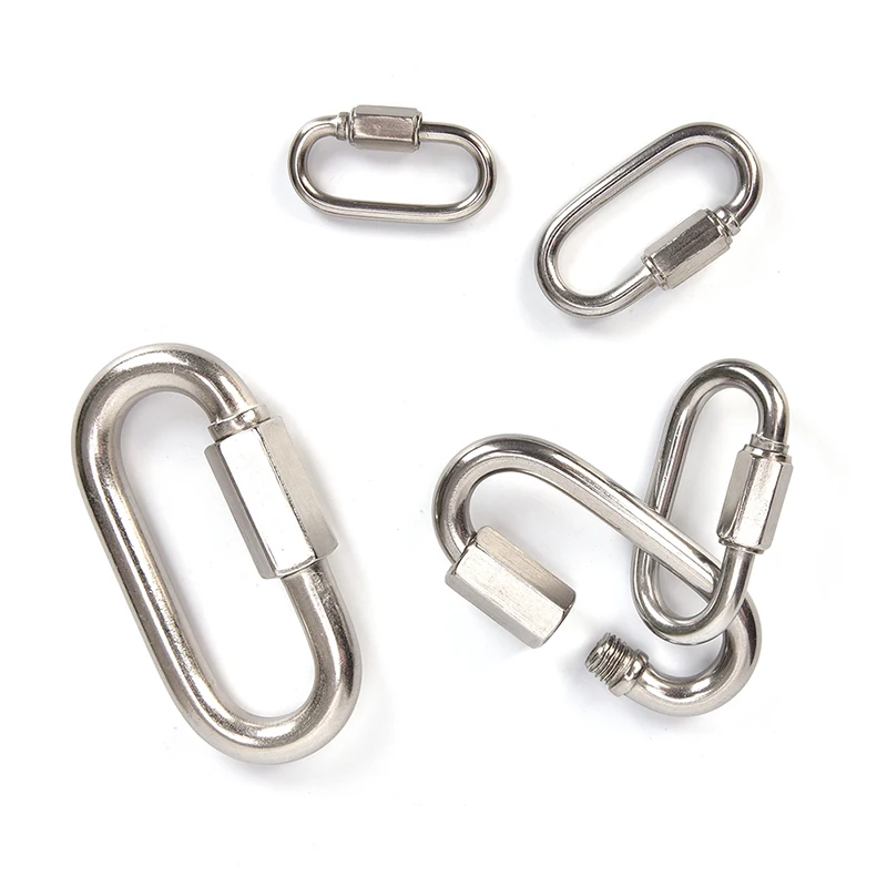 AHUNTTER 16 Pack M5 Quick Chain Links 304 Stainless Steel D Shape Locking Carabiner Quick Link Chain Connector Keychain Buckle 290KG
