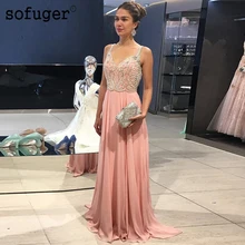 Розовое ТРАПЕЦИЕВИДНОЕ ПЛАТЬЕ-спагетти на бретельках платья знаменитостей Бисероплетение ковер сексуальные платья с открытой спиной длина до пола vestido de festa