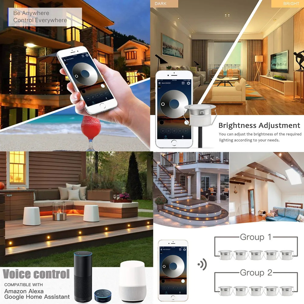 Cozinha à Prova Lâmpada do Armário Wi-fi Inteligente Temporizador Controlador Dimmer 10 Pçs - Lote 61 Milímetros 1.5 w Luzes Degrau Levou Ferroviário Deck Terraço d' Água 4 WI-FI inteligente Temporizador Controlador Dimmer 10 pçs